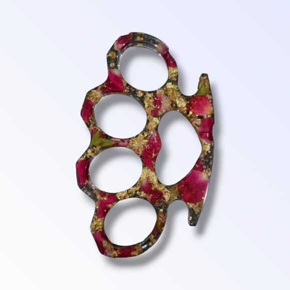🖤Red Clear Floral Brass Knuckles (Z084) - Picture 4 of 6